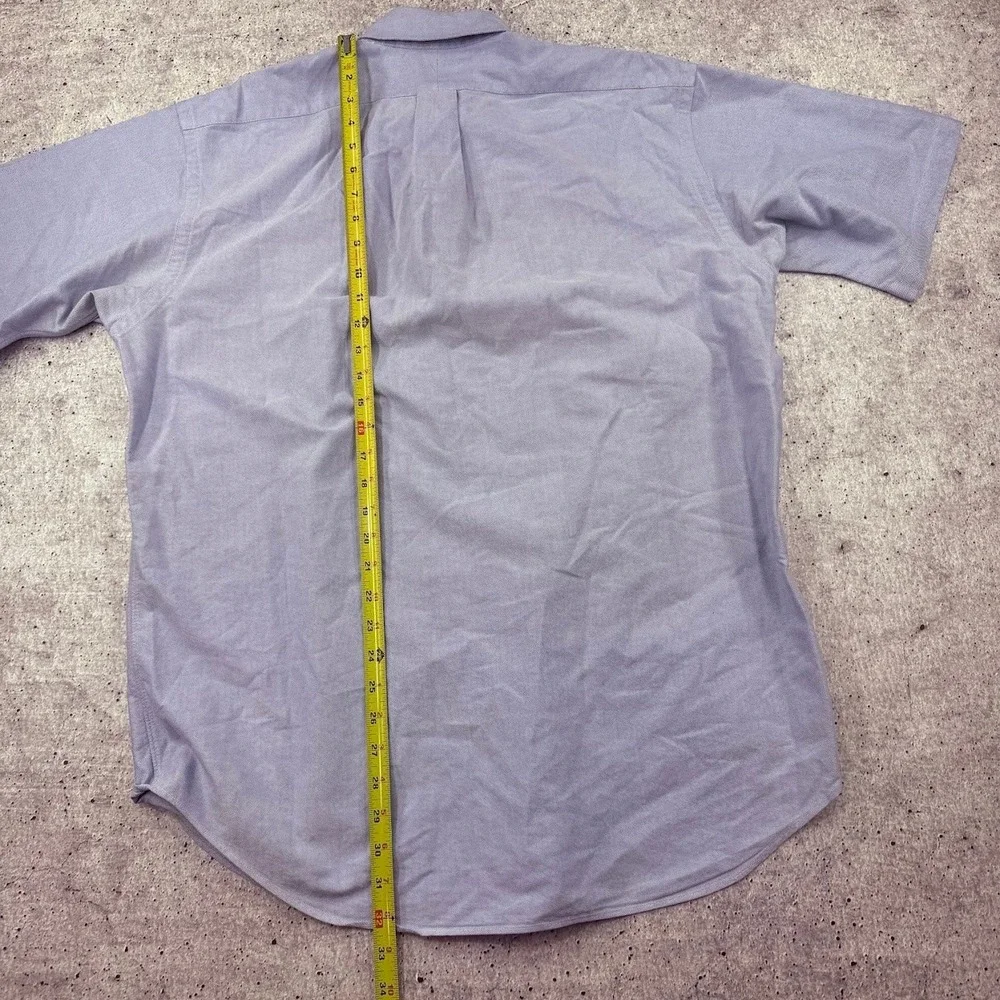 Vintage Polo Ralph Lauren Blue Flesh Pony Button Down Short Sleeve Shirt Mens M